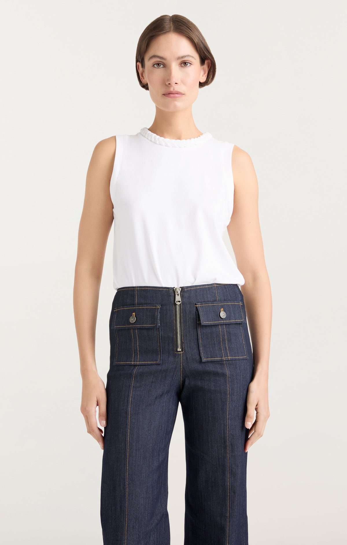 Cinq à Sept Sleeveless Braided Tee