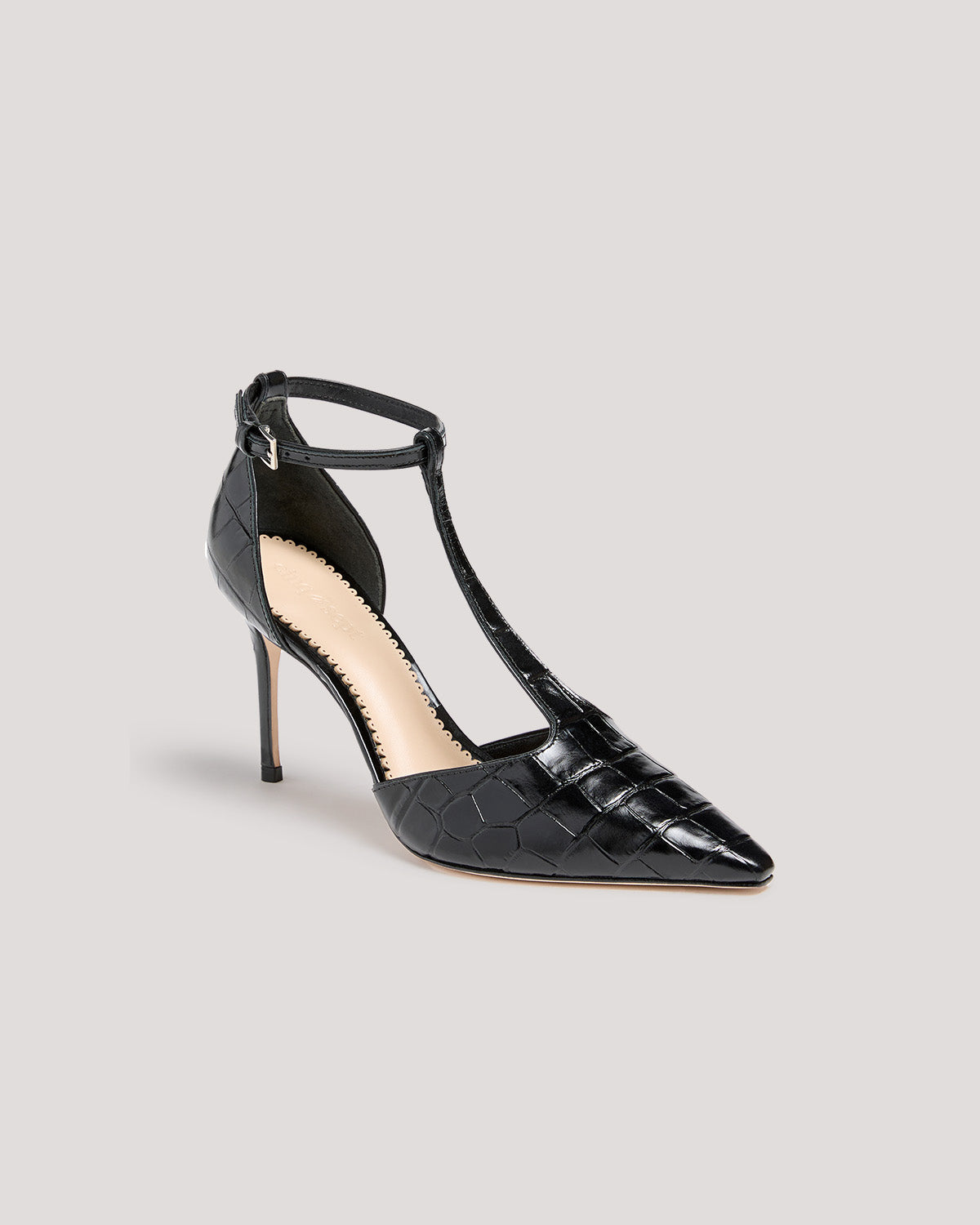 Cinq à Sept Clara Croco T Strap Pump