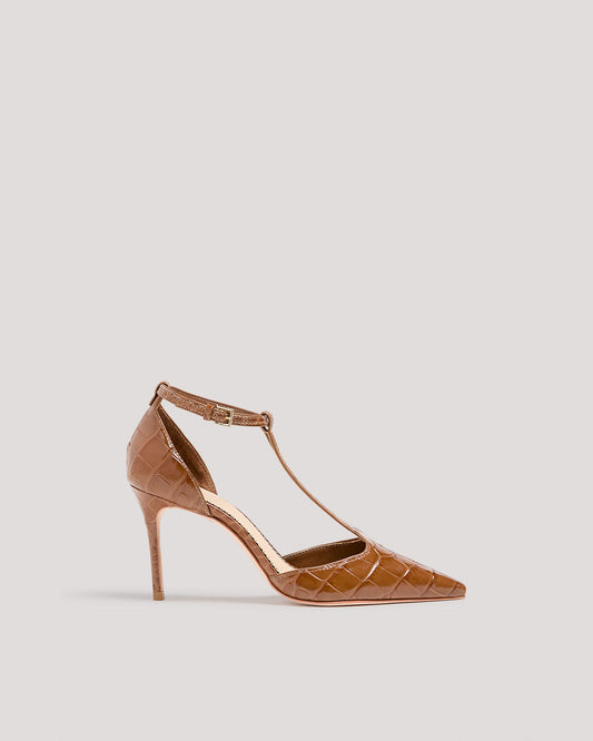 Cinq à Sept Clara Croco T Strap Pump