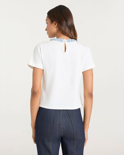 Cinq à Sept Rhinestone Border Shrunken Tee