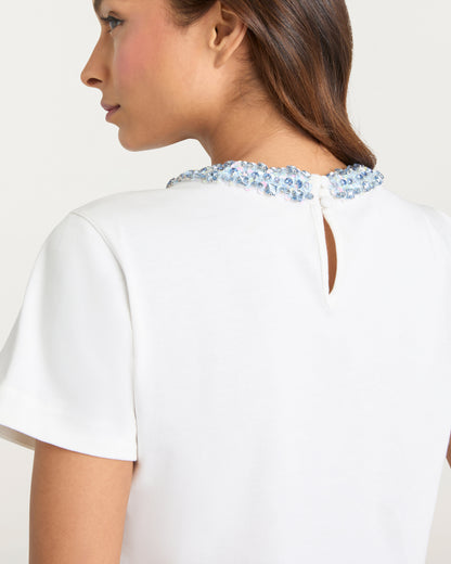 Cinq à Sept Rhinestone Border Shrunken Tee
