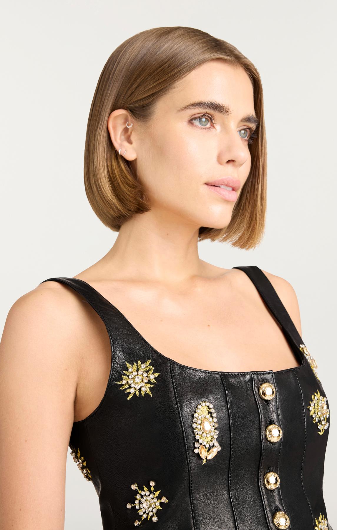 Cinq à Sept Leila Leather Sarita Top