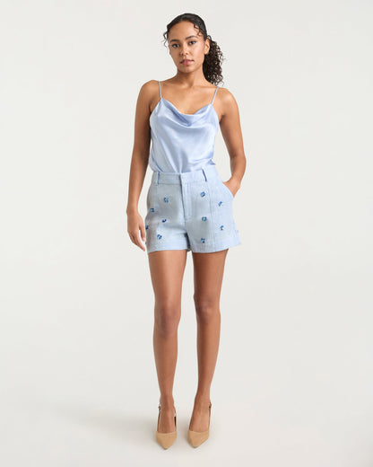 Cinq à Sept Pearl Ditsy Linen Suiting Tora Short
