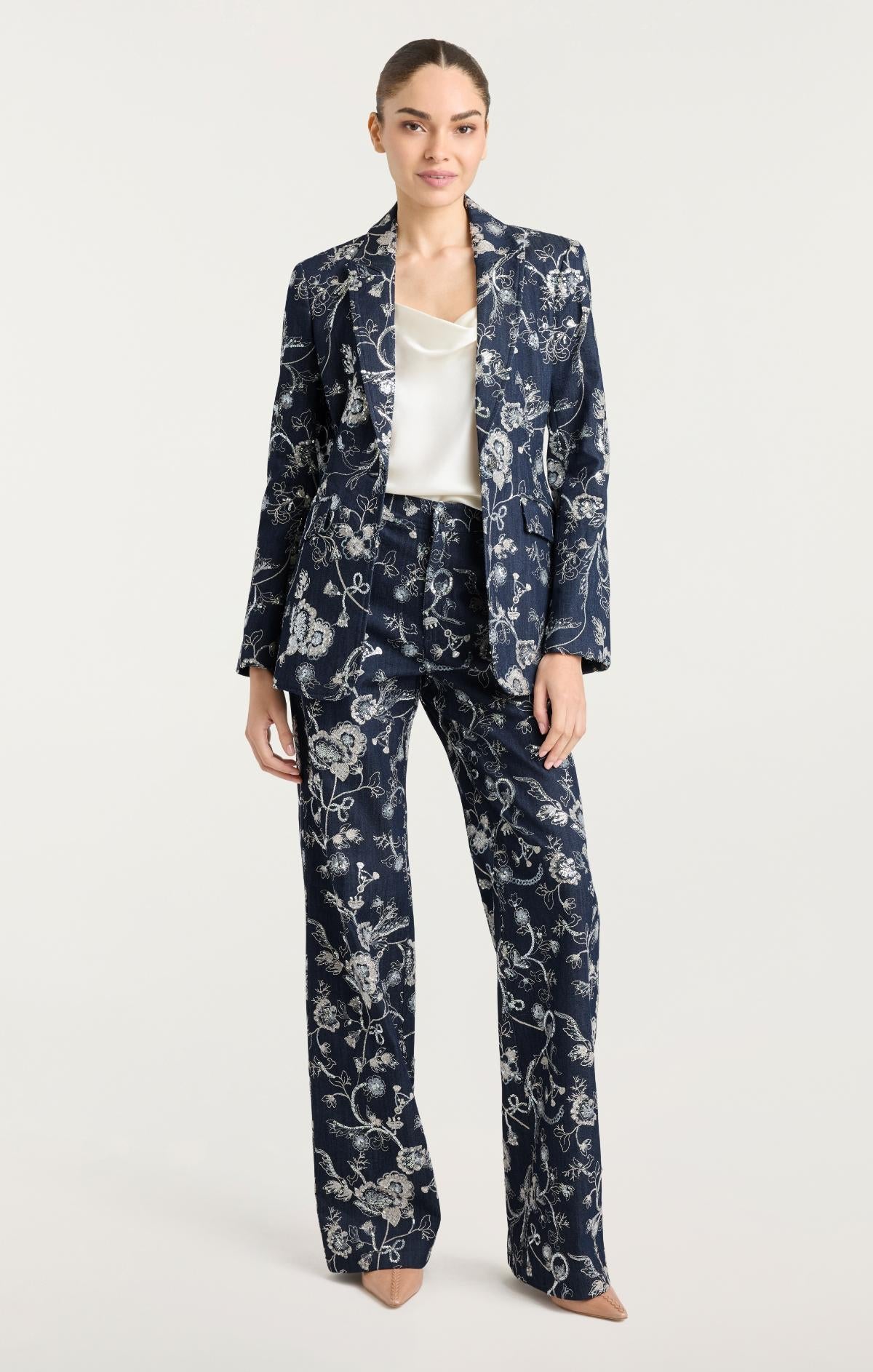 Cinq à Sept Garden Embroidered Cheyenne Jean Blazer