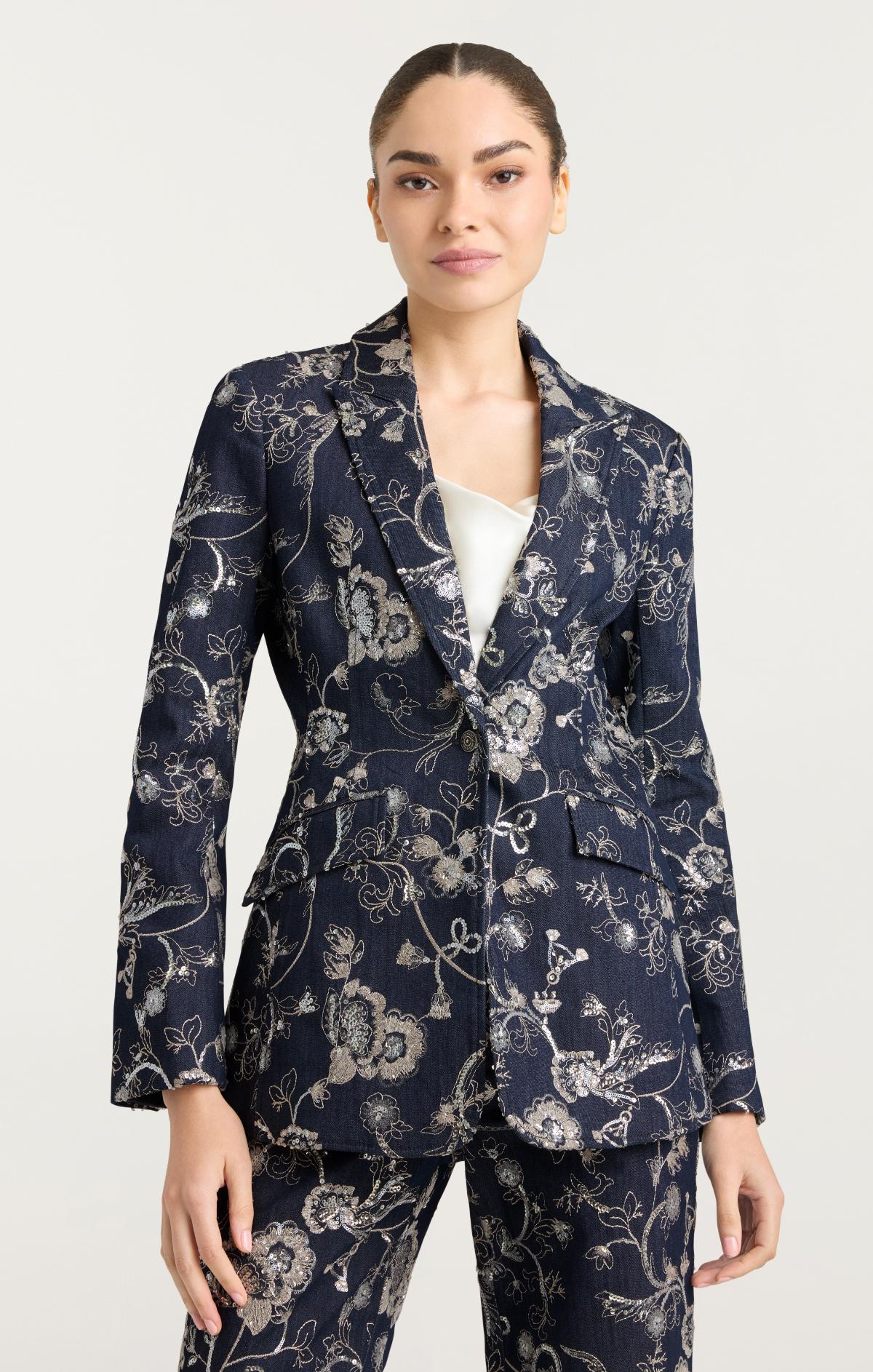 Cinq à Sept Garden Embroidered Cheyenne Jean Blazer