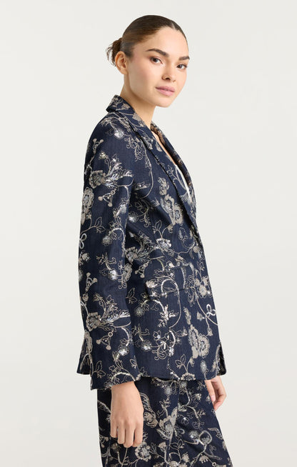 Cinq à Sept Garden Embroidered Cheyenne Jean Blazer