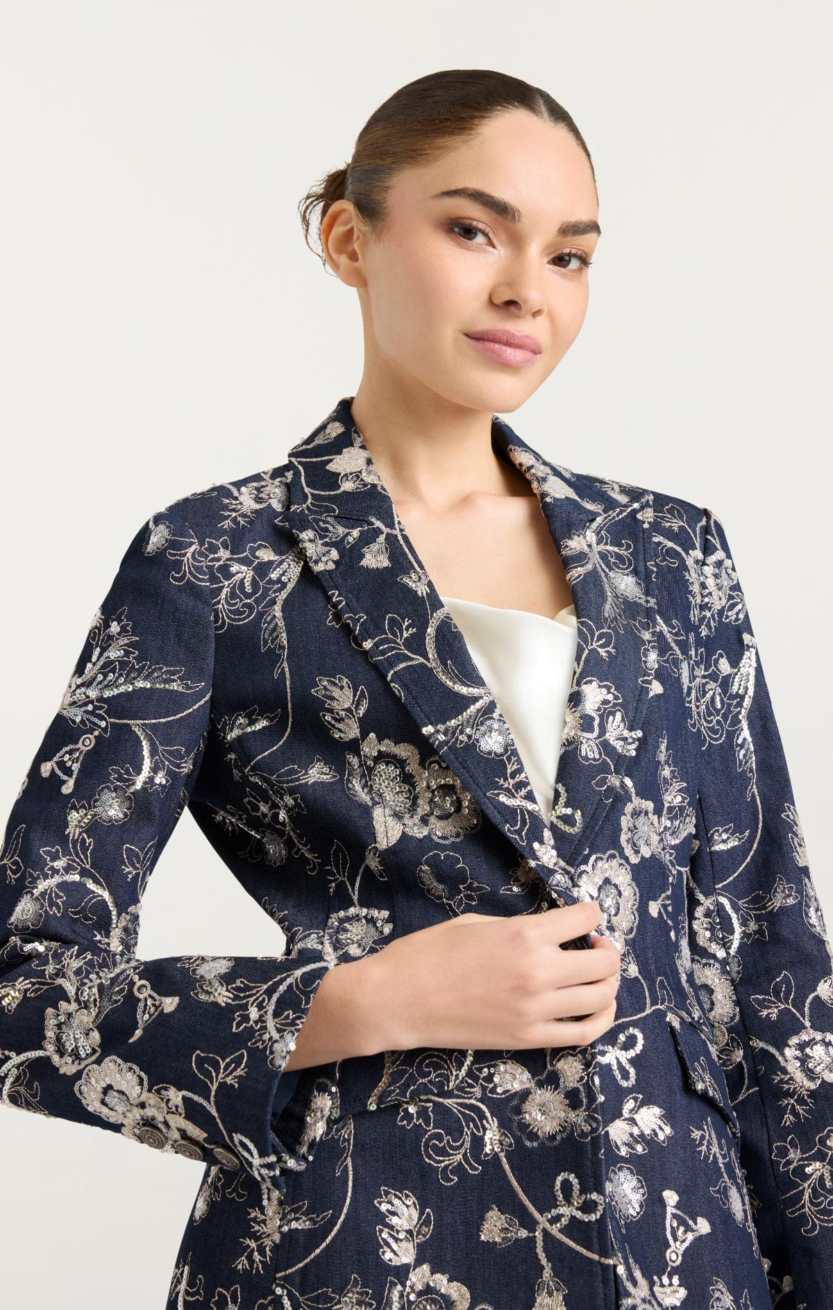 Cinq à Sept Garden Embroidered Cheyenne Jean Blazer