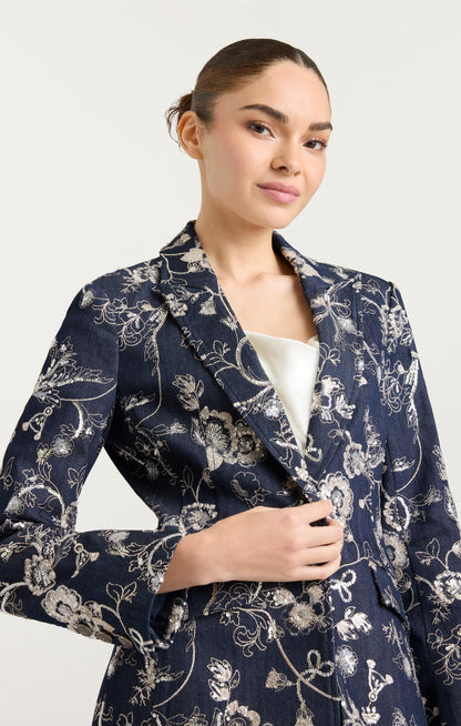 Cinq à Sept Garden Embroidered Cheyenne Jean Blazer