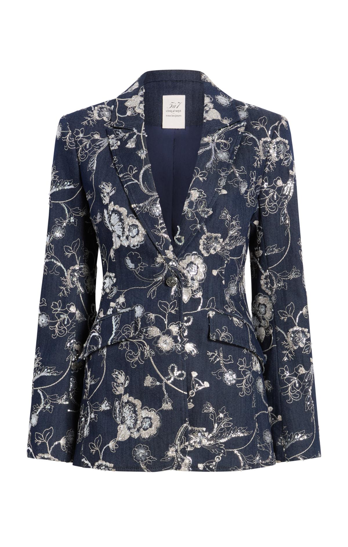 Cinq à Sept Garden Embroidered Cheyenne Jean Blazer