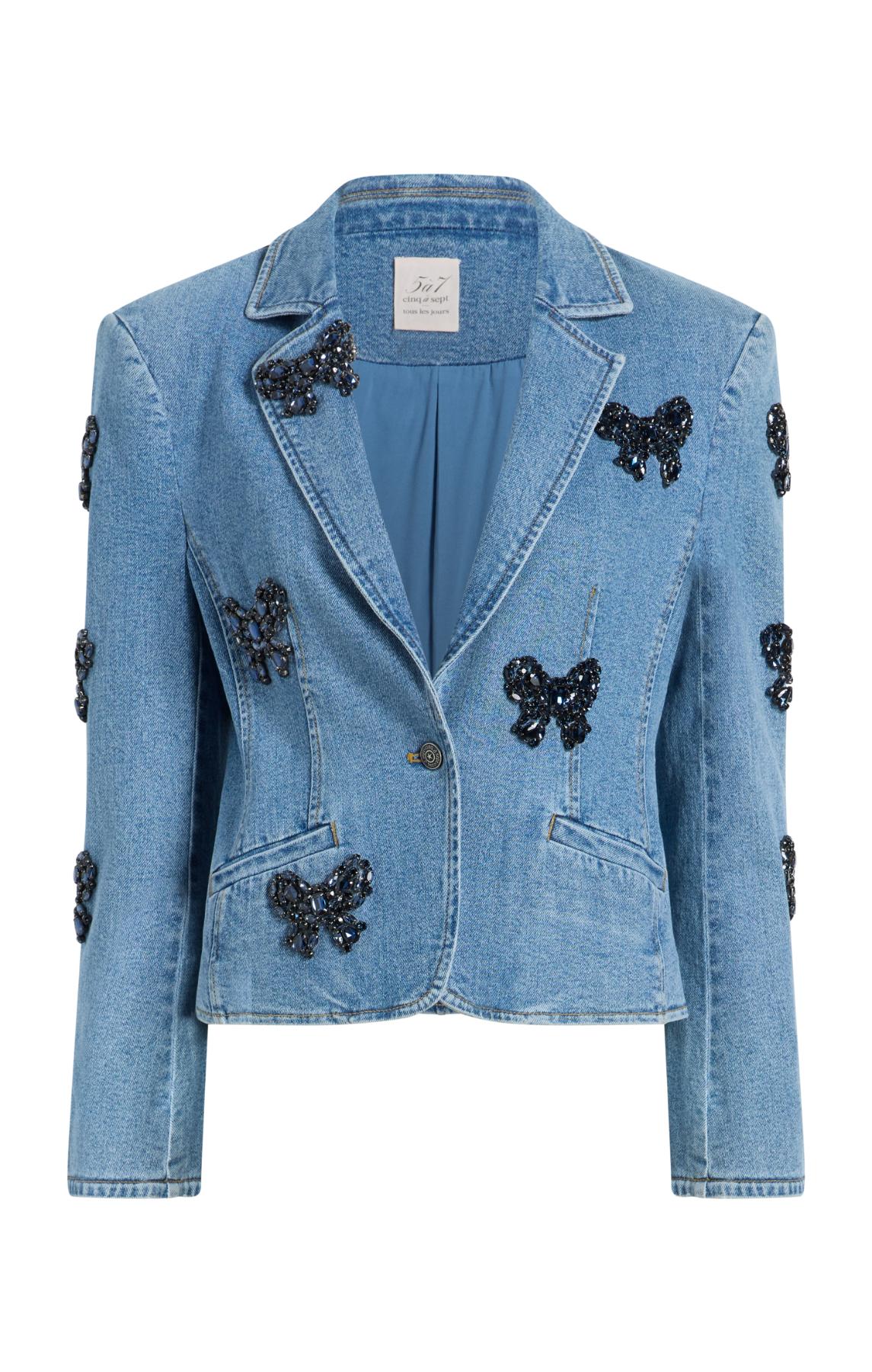Cinq à Sept Rhinestone Bow Le Petit Long Sleeve Khloe Jean Blazer