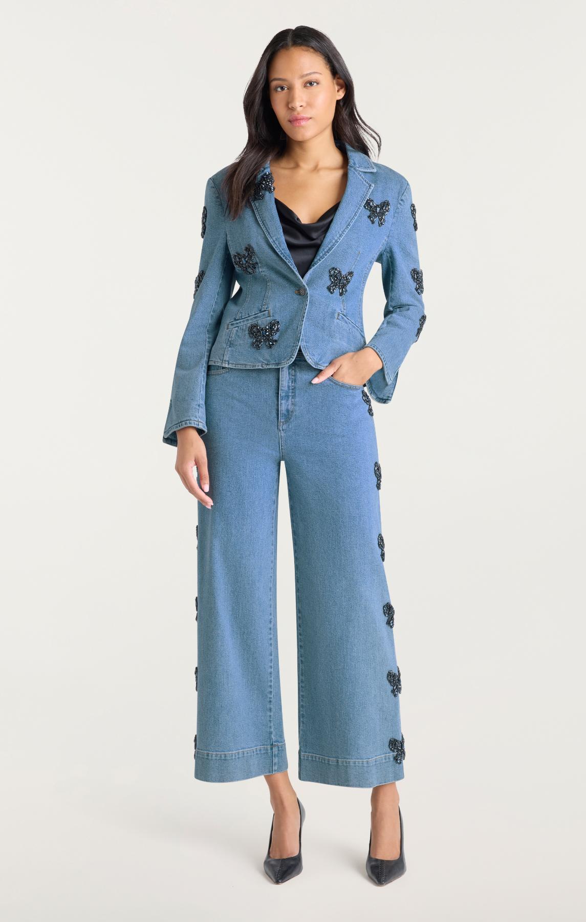 Cinq à Sept Rhinestone Bow Le Petit Long Sleeve Khloe Jean Blazer