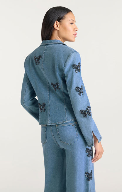 Cinq à Sept Rhinestone Bow Le Petit Long Sleeve Khloe Jean Blazer