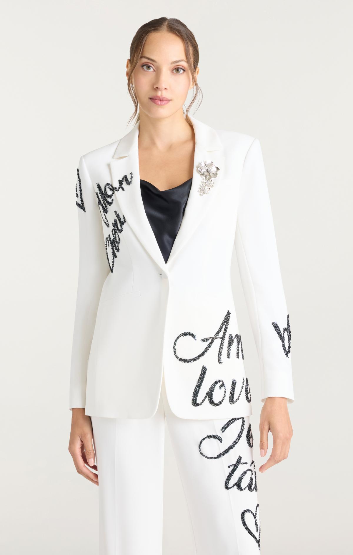 Cinq à Sept Crushed Sequin Loveletter Karlie Blazer