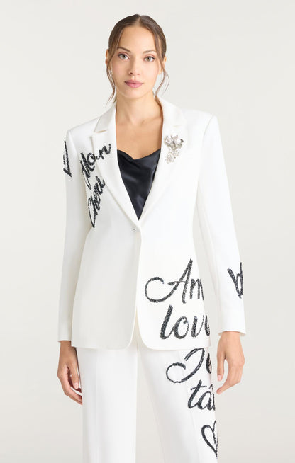 Cinq à Sept Crushed Sequin Loveletter Karlie Blazer