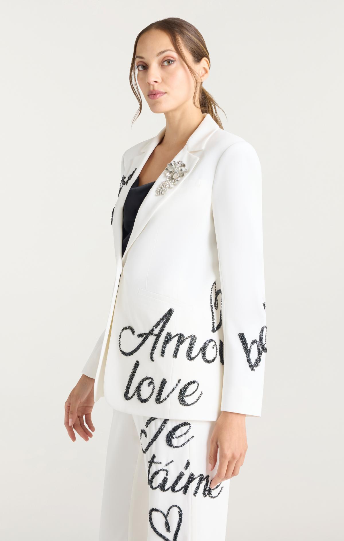 Cinq à Sept Crushed Sequin Loveletter Karlie Blazer