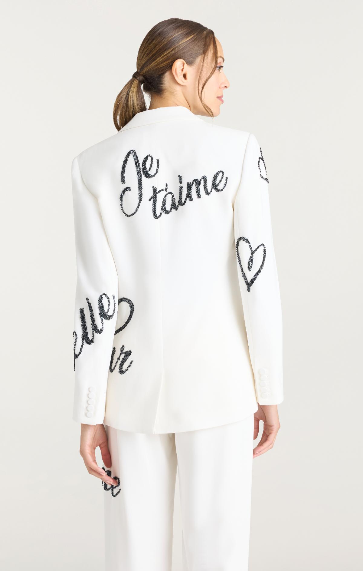 Cinq à Sept Crushed Sequin Loveletter Karlie Blazer