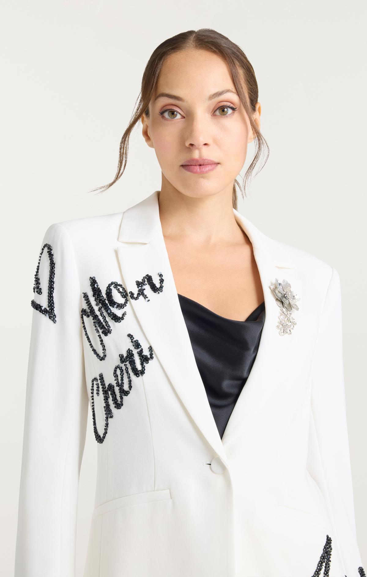 Cinq à Sept Crushed Sequin Loveletter Karlie Blazer
