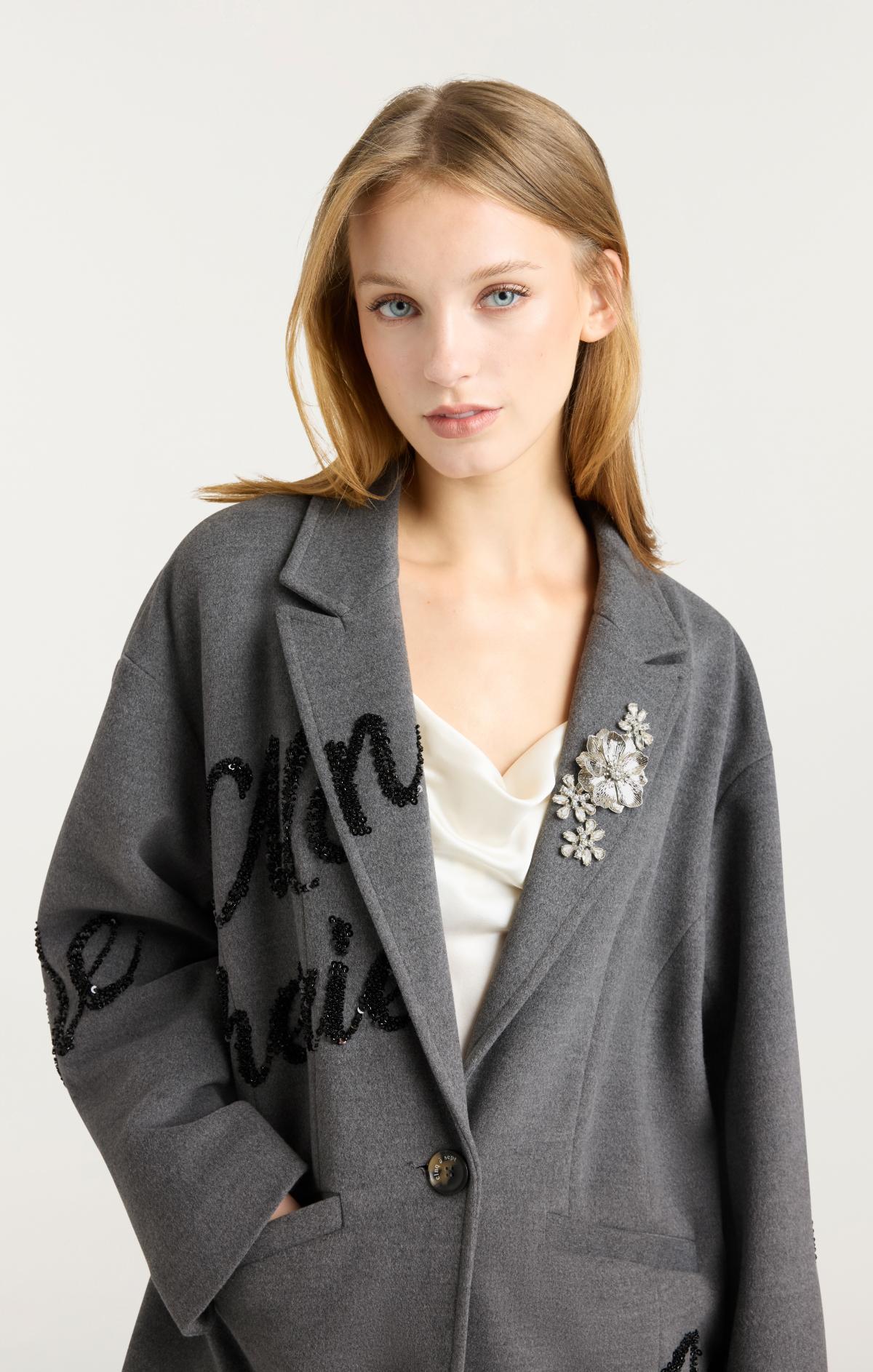 Cinq à Sept Crushed Sequin Loveletter Gravis Coat