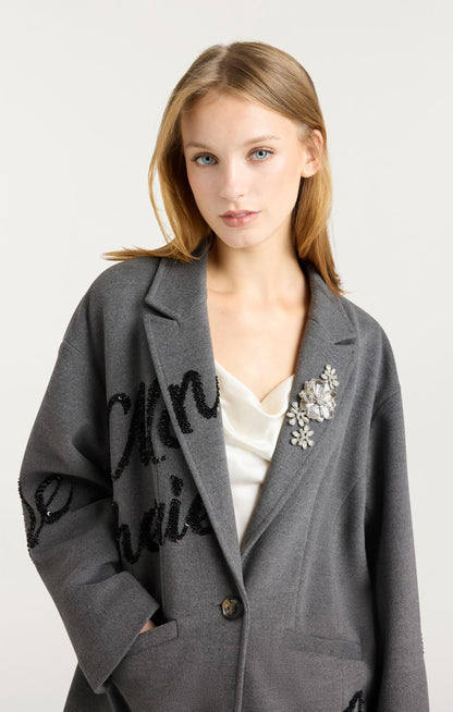 Cinq à Sept Crushed Sequin Loveletter Gravis Coat
