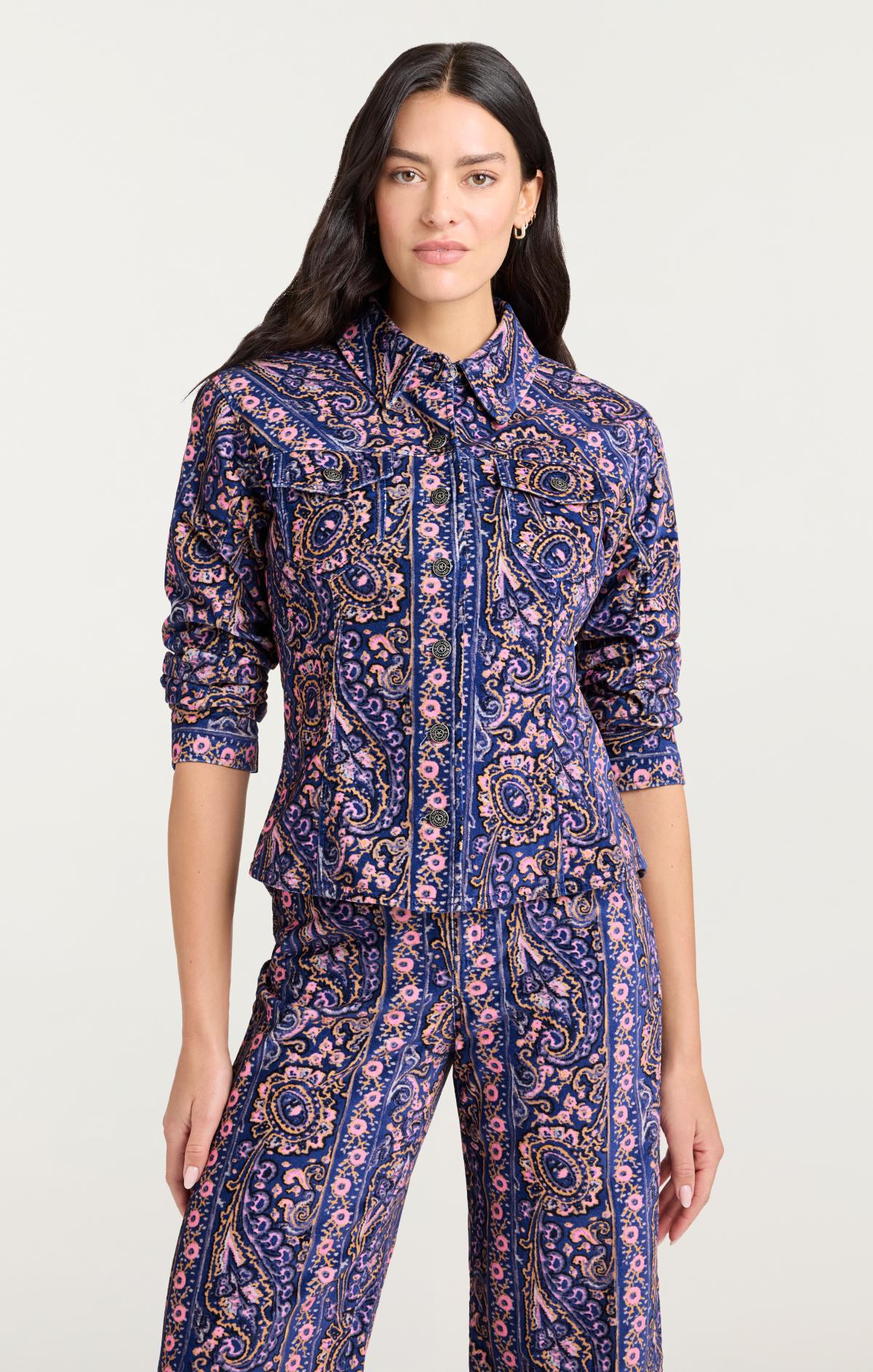 Cinq à Sept Paisley Velveteen Scrunched Canyon Jacket
