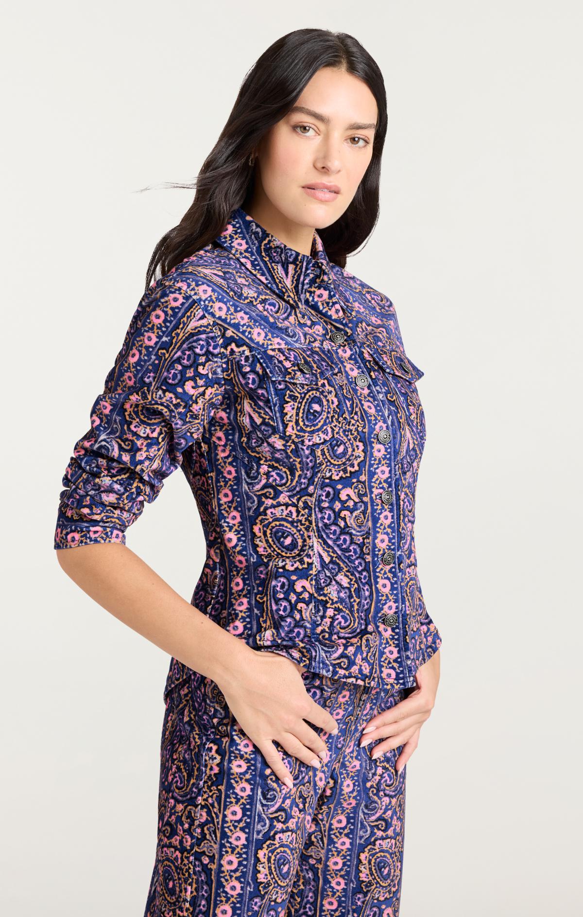 Cinq à Sept Paisley Velveteen Scrunched Canyon Jacket