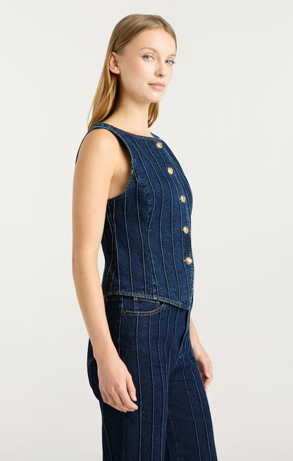 Cinq à Sept Pintuck Camen Jean Vest